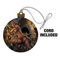 Warrior Maiden Zombie Nendead Slayer Fantasy Wood Christmas Twer Holiday Ornament