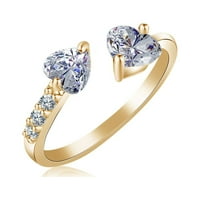 Mnjin žene dvostruko srce full dijamantni otvoreni prstenovi svi veličine cirkon zvona nakita zlato