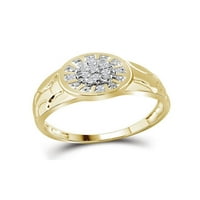 Žuto-tonsko sterling srebrni mens okrugli dijamantski klaster Nugget prsten CTTW