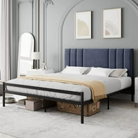 WHIZMA Twin krevet, platforma okvir za krevet s baršunastim uzglavljem, jaki metalni krevet s jakim