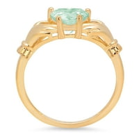 1.06ct srce zeleni simulirani dijamant 18k žuti zlatni godišnjica Angažovanje obloge Veličina prstena 3,5