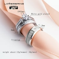 Vjenčani prstenovi parovi prstenovi 10kt bijeli pozlaćeni bijeli CZ Titanium bend 3pc