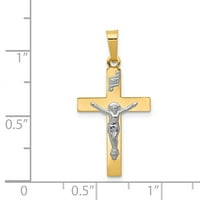 14k žuti zlatni polirani INRI Crucifi križni privjesak