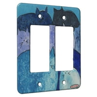 KUZMARK GANG Rocker Wall Plate - Plavi mesni listovi za mačje apstraktno mačja umjetnost Denise svaki