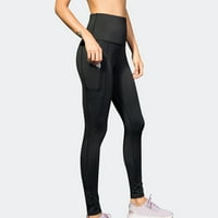 Ženske joge visokog struka joga hlača sa džepovima za žene vježbanje, atletik, salon ženske ženske visoko struk joge hlače za fitness trening sportske hlače, m i crno