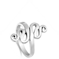 Oksidirani vrtložni zmijski prsten. Sterling Silver Band nakit ženski muški unisni veličine 8