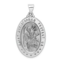 14k bijeli zlatni katolički zaštitnik Saint Christopher Medal četkani mat završni privjesak šarm