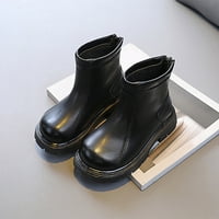 Ketyyh-Chn Kid Cipele gležnjače cipele s ravnim bootie školskim cipelama zatvarač kratkog crna, 31