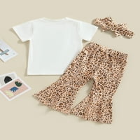 Dječje djevojke ljetne odjeće Pismo Ispiši majicu kratkih rukava i ležerne leopard ispise hlače za hlače
