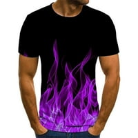 Majice za čišćenje za muške kratkih rukava 3D plamena tiskani okrugli vrat Slim Sport Casual Pulover