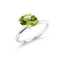 Gem Stone King 14k bijeli zlatni zeleni peridot Solitaire Angažman prsten za žene
