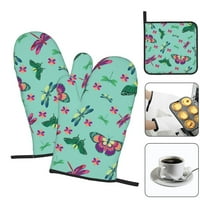 DRAGONFLY i leptir cvjetni uzorak Rukavice za pećnicu, stezaljka za stezanje, kuhinjske rukavice bez
