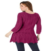 Roaman's Women Plus veličine Sonia PEPLUM kukičani džemper