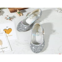 Ymiytan Girls Prozračna Mary Jane Party Comfort Comfort Sequin Flats Compun Cull Fooe Shoe Silver 4Y