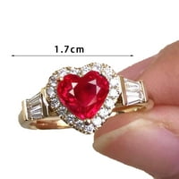 Iaksohdu vjenčani prsten prekrasan elektroplativ retro poklon Zlatni ljubavni heart rhinestone prsten