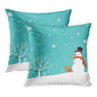 Snjegović čudesa i slatki pas u zimskom božićnom jastuku jastuk na poklopcu 2