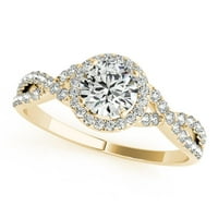 Jewelmore Carat Halo Daimond Angagement Bridalni prsten 14K Čvrsto žuto zlato