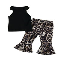 Wassery Kids Girls Ljeto odijelo Ležerne prilike bez rukava na vrhu i elastične leopard ispisuju pantalone