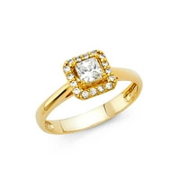 Dragulji LU 14K Žuto zlato Princess Cut Square u obliku kubične cirkonije CZ Veličina prstena 6,5
