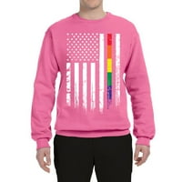 Gay Pride Rainbow Američka zastava LGBT ponos unise Crewneck Grafički duks, neonska ružičasta, mala