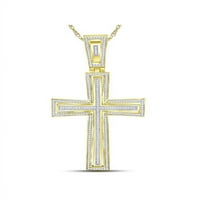 10KT Žuta zlatna mens okrugla Diamond Crucifi Cross Charm Privjesak CTTW