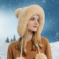 Haxmnou ženski šešir sa tri kuglice zadebljanje na otvorenom plus baršunasto hladno i toplo čisto pleteni