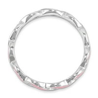 Le & Lu Sterling Silver Sjajljiv izrazi ružičasti emajl prsten lal7628