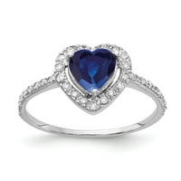 Čvrsta 14k bijelo zlato srce safir plava rujan drago kameno Diamond Enference prsten veličine