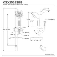 Kingston Brass KSX2528SBB Tuš Combo sa kliznom šipkom, brušenom niklom