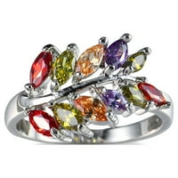 Yubnlvae Ring Women koji sjaju sedam boja cirkonijski prsten za obećanje za angažman vjenčani prstenovi