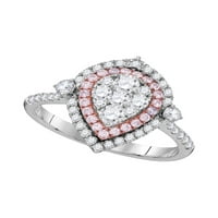 Jewels 14kt bijeli zlatni ženski okrugli ružičasti dijamantski suzavska klaster prsten CTTW