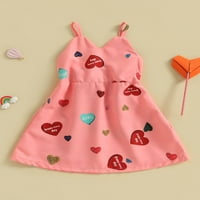 Qinghua Toddler Baby Girls Ljetne haljine V izrez srca Print bez rukava bez rukava