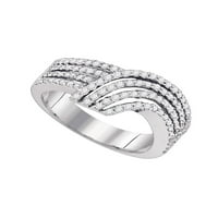 10kt bijelo zlato Žene okrugli dijamantni prugasti prsten CTTW