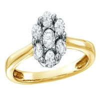 Bijeli prirodni dijamantni cvijet sa cvjetni prsten u 10k žutom zlatu