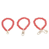 Pearl ručni ručni remen, metalni krug bisernog ključa za vreće karamelne crvene boje