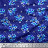 Soimoi plava svilena tkanina Aster i lavanda plava cvjetna cvjetna tkanina od dvorišta široka