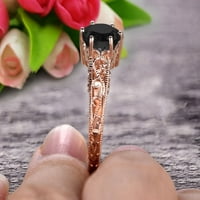 Okrugli rez 1. Carat Black Diamond Moissite Angažovaljni prsten za angažman poklon 10k Rose Gold Art