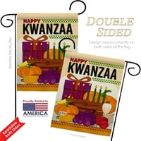Happy Kwanzaa Party Garden Flag set Winter X18. Dvostrane ukrasne vertikalne zastave Dekoracija kuće