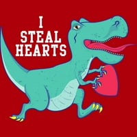 Ukradite srcu Valentines Dan Dino Košulja Juniors Mornary Blue Graphic Tee - Dizajn od strane ljudi