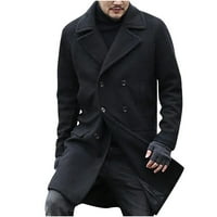 Muški kaput sa dvostrukim grudima Ležerne prilike vjetrovske jakne dugačak jakne crna veličina m