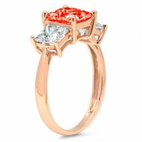 2.62ct Princess Cred Crveni simulirani dijamant 18K 18K Gold Gold Angažovanje kamena prstena veličine