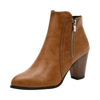 Čizme za žene modne žene jesenski zapadne čizme Square toe čvrste patentne patentne patentne cipele