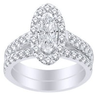 Okrugli i ovalni rez bijeli prirodni dijamantni svadbeni prsten u 14K bijelom zlatu s veličinom prstena-14