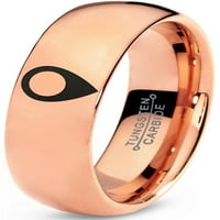 Tungsten GPS lokacija Simbol icon Band prsten za muškarce Žene Udobne cipele 18K Rose Gold Dome Polirano