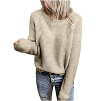 Duks dugih rukava s visokim vratom za žene labave fit zimske čvrste boje Zip up pulover