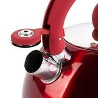 Hamilton Beach 3. QT bojler od nehrđajućeg čelika zviždanje čajnik čajnika, crvena
