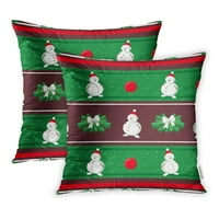 Zeleni bobica Božićni uzorak stablo Snowman Holiday Red Candy jastučni poklopac jastuka, set od 2