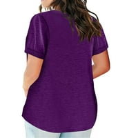 LowProfile gumb dolje majice za žene plus veličine kratkih rukava casual top vrhovi čvrsti V džep za