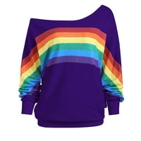 Cuhas Womens Modne bluze Košulje Ležerne prilike Ležerne prilike dugih rukava Rainbow Pulover Znoj plus