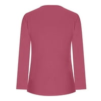 Inleife Nova moda Ženske košulje dugih rukava Bluza Ženske boje dugih rukava sa tipkama V-izrez Pleats